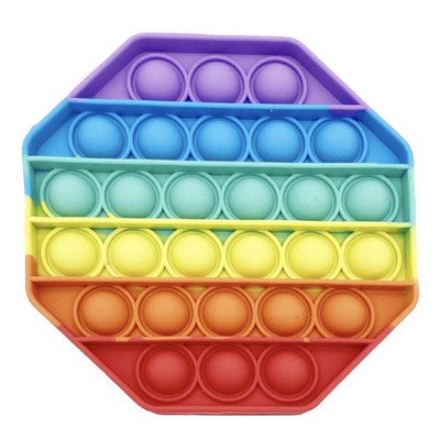 Silicone Rainbow Color Octagon Popper Toy