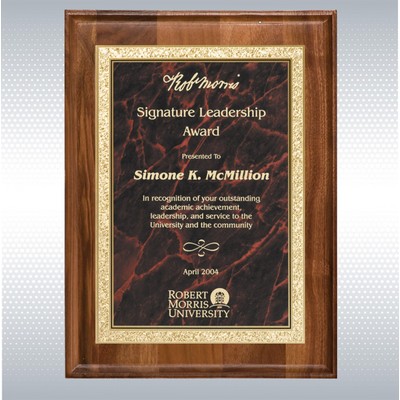 Walnut Rectangle Plaque w/Red Brass Engraving Plate (9" x 12'')