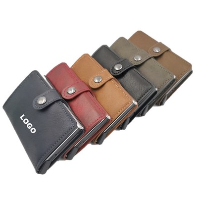 PU Leather Metal Wallet w/RFID Blocking