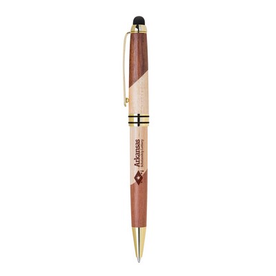 ECO-Friendly Curvy Design Wooden Stylus Ballpoint Pen