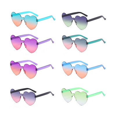 Plastic Rimless Heart Shaped Sunglasses