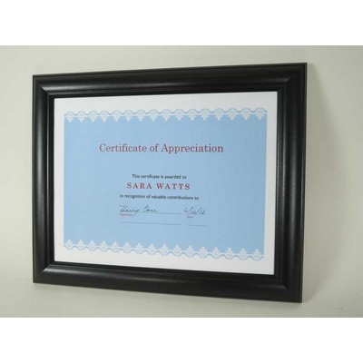 Matte Black Wood Core Certificate Frame with Mat - 11x14