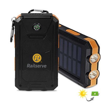 Van Buren Solar 8000mAh Mega Power Bank w/ Compass & LED Lights-8000mAh