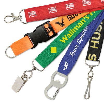 RUSH 1" Custom Silkscreen Flat-Ribbed Polyester Lanyards