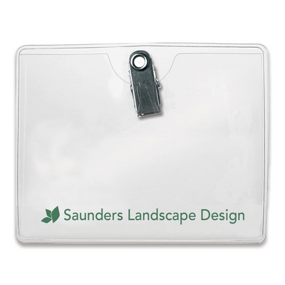 Horizontal Convention-Size Clip-on Premium Vinyl Badge Holders, 4" x 3"