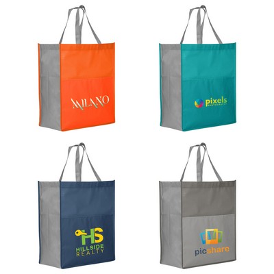 Rome RPET - Recycled Non-Woven Tote with 210 D Pocket - ColorJet