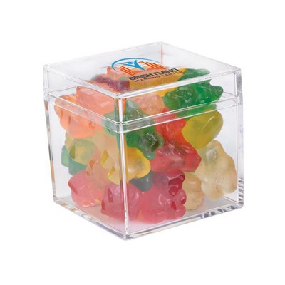 Cube Shaped Acrylic Container With Gummy Bears