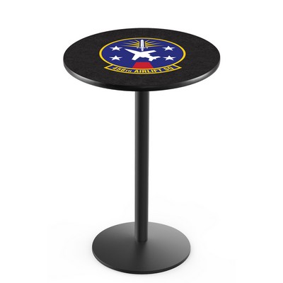 36" Tall, 30" Round Top Pub Table w/Black Finish, Round Base, and Optional Foot Ring