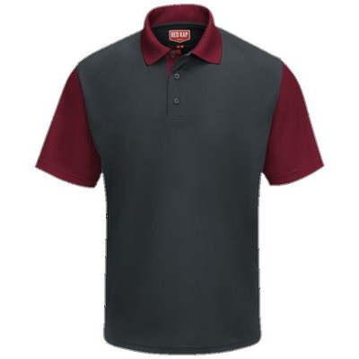 Red Kap™ Men's Performance Knit® Color-Block Polo - Charcoal Gray/Burgundy Red