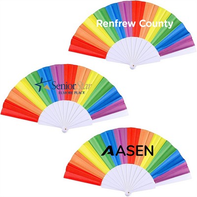 Rainbow Fabric Hand Fan