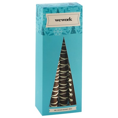 Chocolate Pretzel Rod Holiday Boxes (6 Piece) - Dark Chocolate with White Drizzle