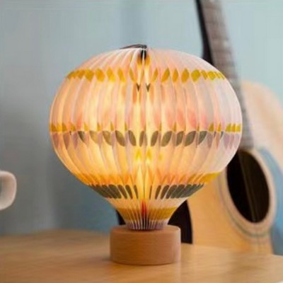 360 Degree Foldable Hot Air Balloon Paper Lamp with Built In 1200mAh Rechargeable Battery