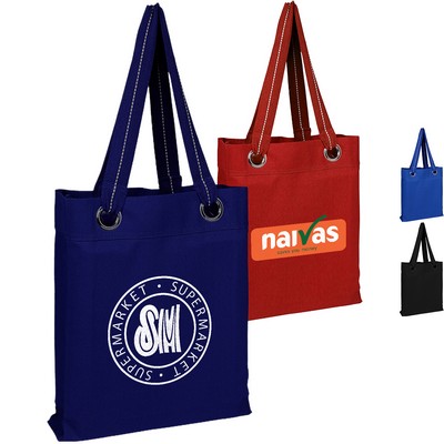 100% Cotton Heavy Canvas Tote Bag w/ Large Grommets USA Decorated (13.25" x 15.75")