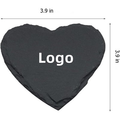 Natural Heart Shape Slate Coasters Cup Mat