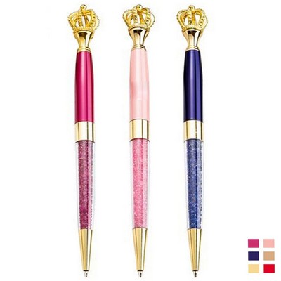 "Regal Metal Crown Ballpoint Pen for Elegant Writing"