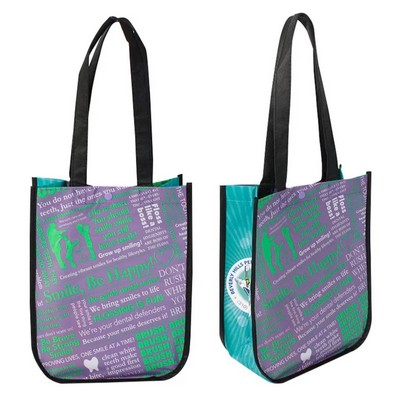 Sublimated PET Non-Woven Full Color Rounded Bottom Tote Bag - 4 Sided (10" x 12" x 5")