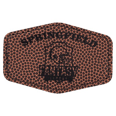 Hex Engraved Football Patch with Adhesive, Faux Leather, 3" x 2"