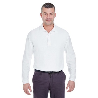 UltraClub Adult Long-Sleeve Whisper Piqué Polo