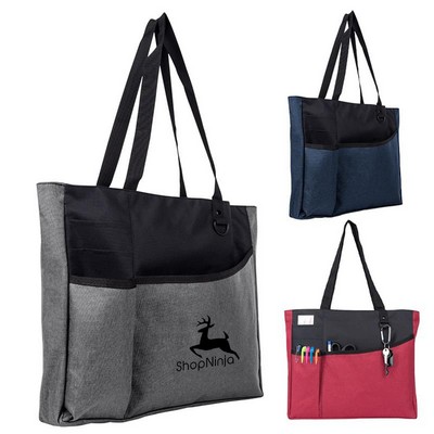 Zippered Heathered Tote Bag