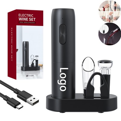 6-Piece Rechargeable Red Wine Electric Bottle Opener Set