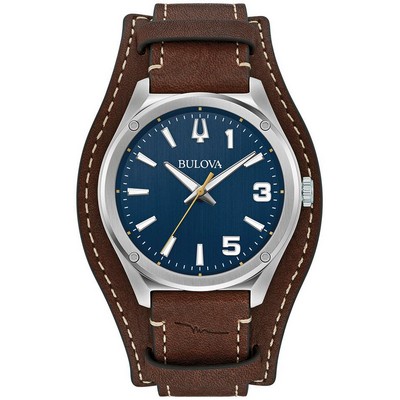 Bulova Watches® Men's Marc Anthony Leather Strap Watch w/Blue Dial