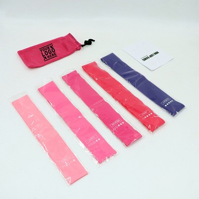 Resistance TPE Yoga Band 5 Colors Set W/Pouch