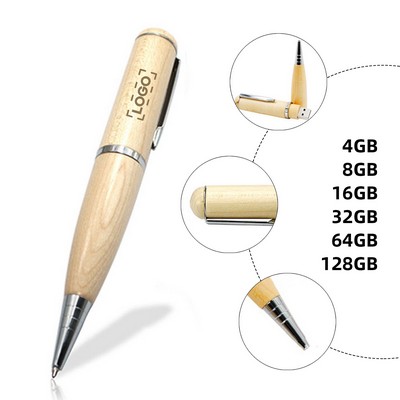 Wooden Ballpoint Pen with USB Flash Drive