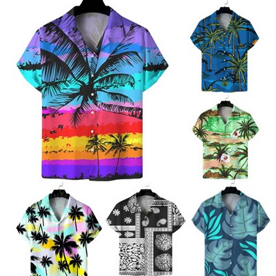 Mens Hawaiian Short Sleeve Casual Button Down Tropical Beach Shirt