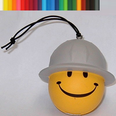 Helmet Smiley Man Stress Ball Keychain