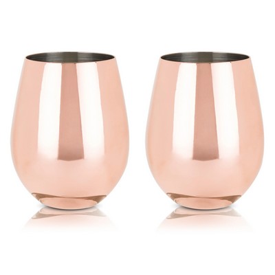 Viski Copper Stemless Wine Glasses