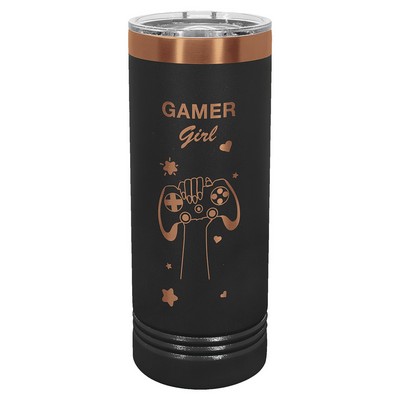 Polar Camel 22 oz. Black/Rose Gold ION-Plated Skinny Tumbler with Slider Lid