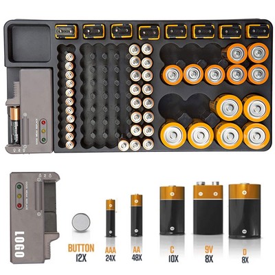 Wall Mount Battery Organizer with Tester for 93 Batteries