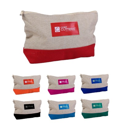 Cotton Canvas Two-Tone Cosmetic Bag