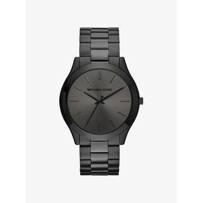 Michael Kors Mens Slim Runway Black Ion-Plated Stainless Steel Watch Black Dial