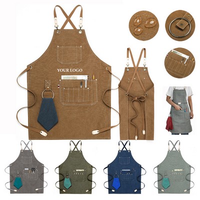 Adjustable Thick Canvas Waterproof Work Tools Apron with Ring