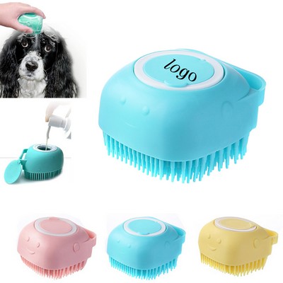 Pet Bath Silicone Brush With Shampoo Dispenser