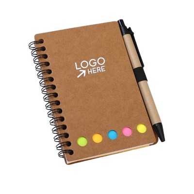 Compact Spiral Notebook With Sticky Notes And Pen