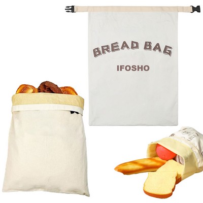 Cotton Reusable Beeswax Lined Bread Bags for Sourdough and Homemade Bread with Buckle