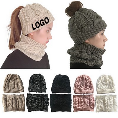 Winter Knit Beanie and Scarf Set