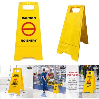 No-Pinch Handle Commercial Caution Wet Floor Sign