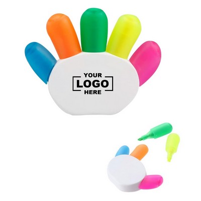 5-in-1 Hand-Shaped Colorful Highlighter Marker Set