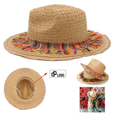 Women'S Colorful Flow Sun Protective Wide Brim Straw Hats