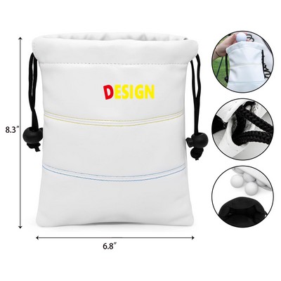 Golf Valuables Pouch Leather Golf Tee Pouch with Drawstring Closure