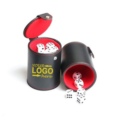 Professional Leather Silent Dice Cup With 5 Dices