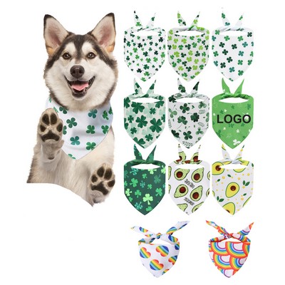 Spring Green Clover Kerchief Scarf Washable Dog Bandana Pet Triangle Bib