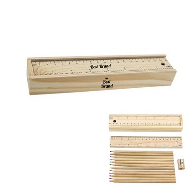 Portable Wooden Pencil Case with Removable Cover