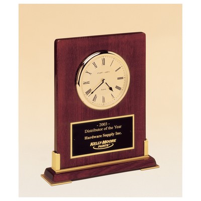 Rosewood Piano Finish Desk Clock w/Gold Metal Accents