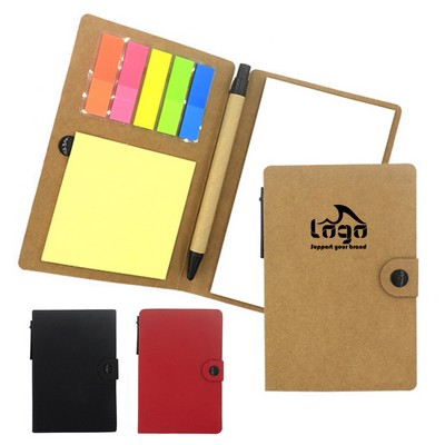 ECO Friendly Pocket Notebook W/Sticky Notes Pen