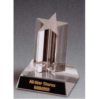 Single Star Tower Acrylic Award w/ Clear Base (3 3/4"x5")