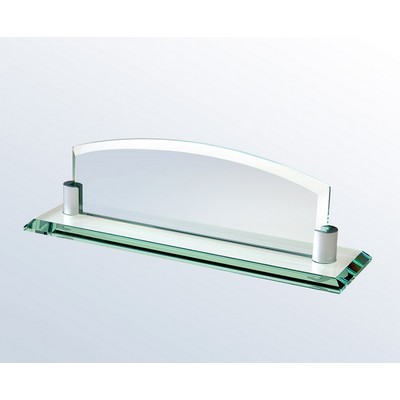 Jade Glass Name Plate with Aluminum Holder, Small (3-3/8"x11")